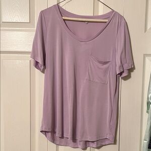 Love Tree Lilac Short Sleeve Top with Pocket